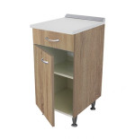 Base cucina 40 cm Rovere con anta, cassetto e top in legno