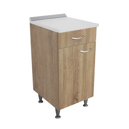 Base cucina 40 cm Rovere con anta, cassetto e top in legno