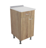 Base cucina 40 cm Rovere con anta, cassetto e top in legno
