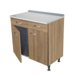 Mobile cucina 80 cm Rovere con ante, cassetti e top marmo
