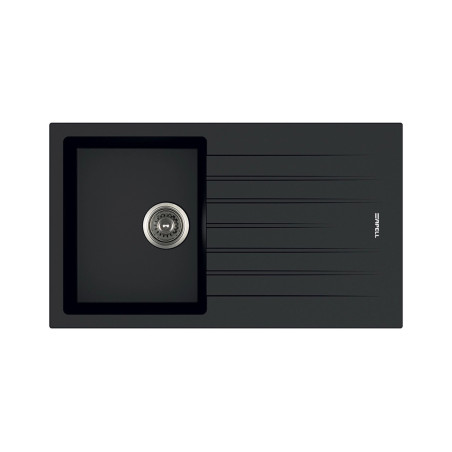 Lavello Cucina 1 Vasca con Gocciolatoio in Granito nero 860×500 mm – Incasso 10 mm