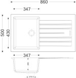 Lavello 1 vasca granito con gocciolatoio 860x500 Nero