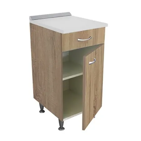 Base cucina 40 cm Rovere con anta, cassetto e top in legno