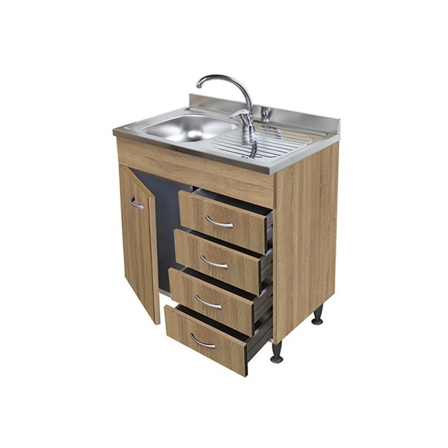 Mobile sottolavello rovere 80 cm con lavello inox