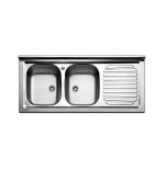 Lavello Cucina Appoggio Acciaio Inox 120 cm con Vasche a Sinistra  con difetto