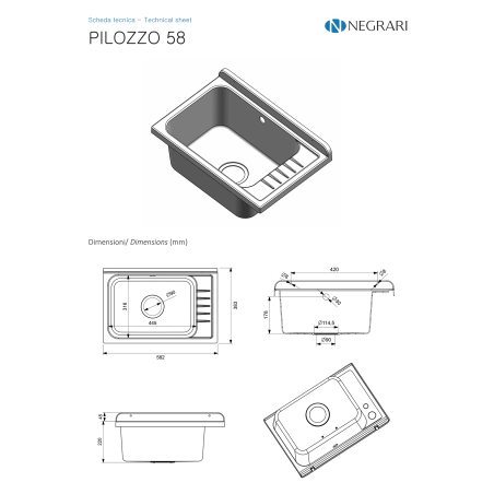 Lavatoio Negrari 5005PKC Pancrazio 55×34 cm PVC