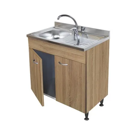 Sottolavello Rovere 80 cm con Lavello Inox 1 Vasca a Sinistra