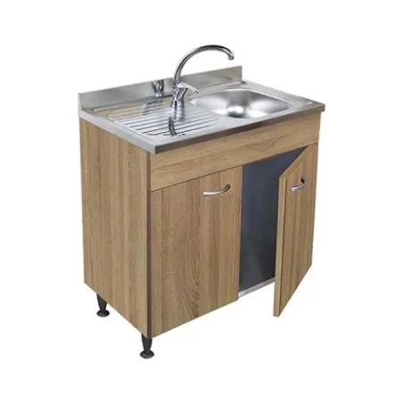 Sottolavello Rovere 90 cm con Lavello Inox 1 Vasca a Sinistra