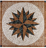 Rosone Mosaico Marmo 120x120 cm su Rete per Pavimenti ROSA DEI VENTI