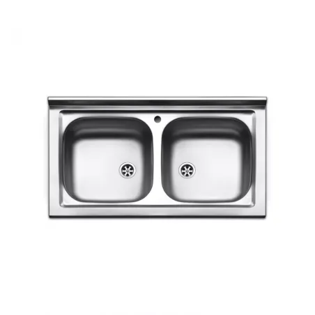 Lavello cucina appoggio acciaio Inox cm 90 x 50 2 vasche