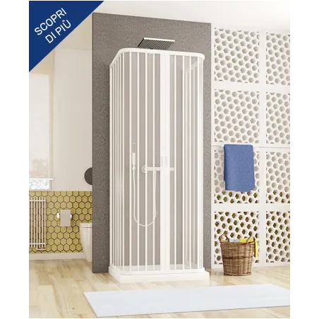 Box doccia 3 lati 70 x 70 x 70 soffietto acrilico riducibile
