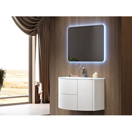 Eden | Mobile Bagno Sospeso 120cm Bianco Frassino Base+Lavabo