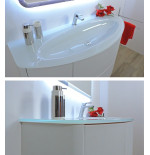Mobile bagno sospeso Eden bianco frassino, cm 120, con lavabo e specchio a led