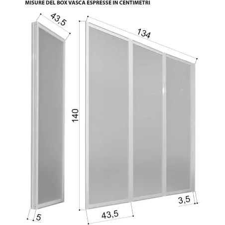 Box Parete Sopravasca 3 Ante Pieghevoli 134/133 cm H140