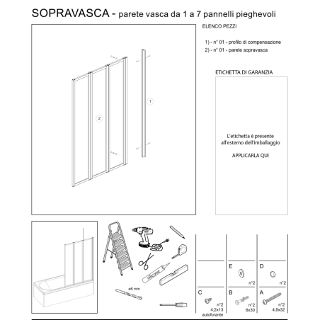 Box Vasca 3 Pannelli Pieghevoli 130 x 140