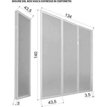 Box Vasca 3 Pannelli Pieghevoli 130 x 140