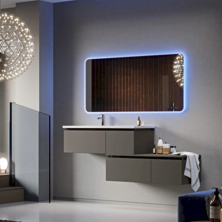Mobile Bagno Avril 100CM Grigio Talpa Lavabo Resina Cassettiera