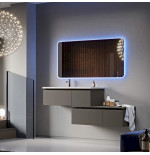 Mobile Bagno Avril 100CM Grigio Talpa Lavabo Resina Cassettiera