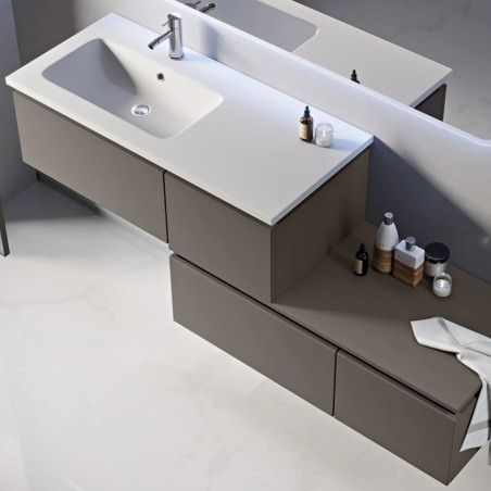 Mobile Bagno Avril 100CM Grigio Talpa Lavabo Cassettiera Specchio