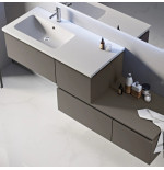 Mobile Bagno Avril 100CM Grigio Talpa Lavabo Cassettiera Specchio