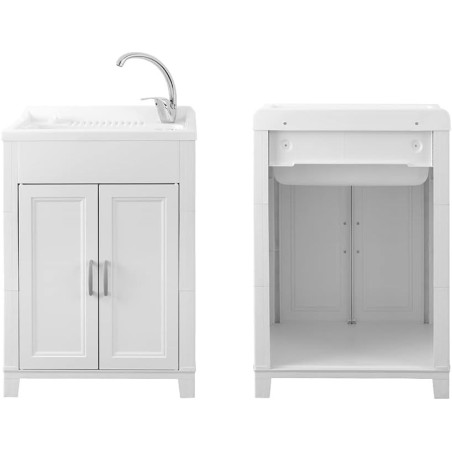 Lavatoio Con Mobile 60 x 50 x 85 Per Esterno In PVC 2 Ante