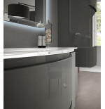 Mobile bagno sospeso Vague antracite, cm 138, specchio a led, lavabo e colonna