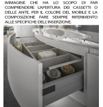 Mobile bagno sospeso Vague antracite, cm 138, specchio a led, lavabo e colonna