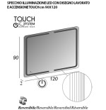 Mobile bagno sospeso Vague antracite, cm 138, specchio a led, lavabo e colonna