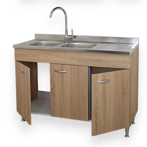 Sottolavello Rovere Cucina 3 Ante 120 Cm Per Lavello Inox