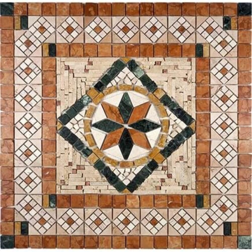 Rosone Mosaico marmo cm 66 x 66 x 0,8 su rete per pavimenti