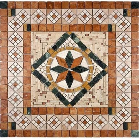 Rosone Mosaico marmo cm 66 x 66 x 0,8 su rete per pavimenti