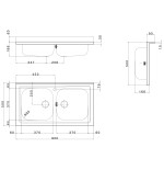 Lavello Cucina Inox 90 cm con 2 Vasche Senza Gocciolatoio