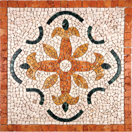 Rosone Mosaico marmo cm 66 x 66 x 0,8 su rete per pavimenti