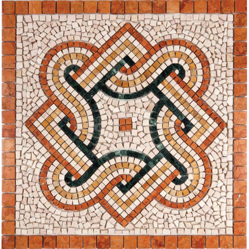 Rosone Mosaico marmo cm 66 x 66 x 0,8 su rete per pavimenti