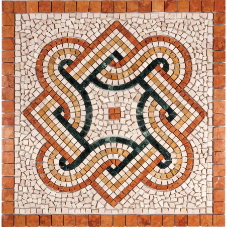 Rosone Mosaico marmo cm 66 x 66 x 0,8 su rete per pavimenti