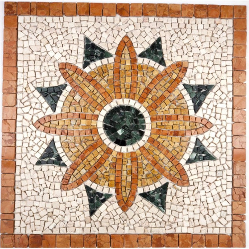 Rosone Mosaico marmo cm 66 x 66 x 0,8 su rete per pavimenti