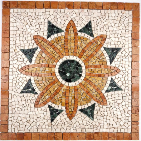 Rosone Mosaico marmo cm 66 x 66 x 0,8 su rete per pavimenti