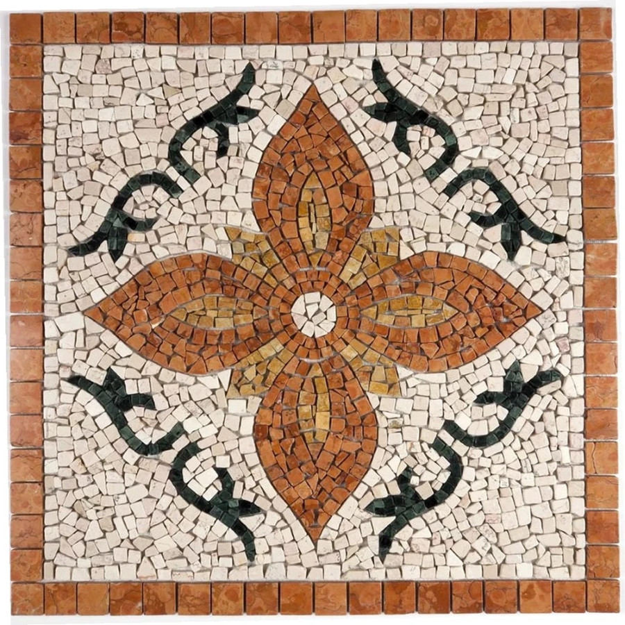 Rosone Mosaico marmo cm 66 x 66 x 0,8 su rete per pavimenti
