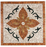 Rosone Mosaico marmo cm 66 x 66 x 0,8 su rete per pavimenti