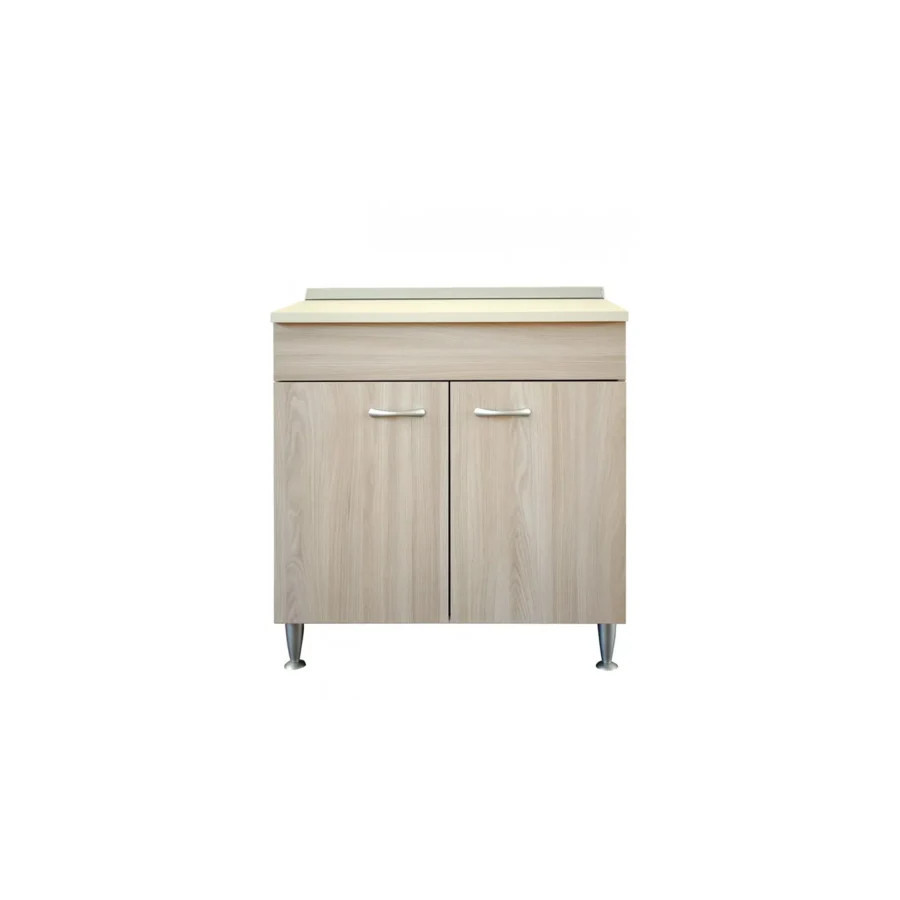 Base cucina bianca 80 cm con top legno
