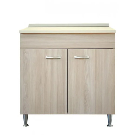 Base cucina bianca 80 cm con top legno
