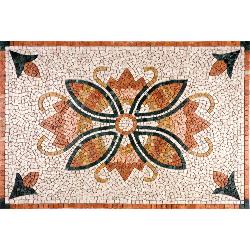 Rosone Mosaico Marmo 80 x 120 cm Su Rete Per Pavimenti