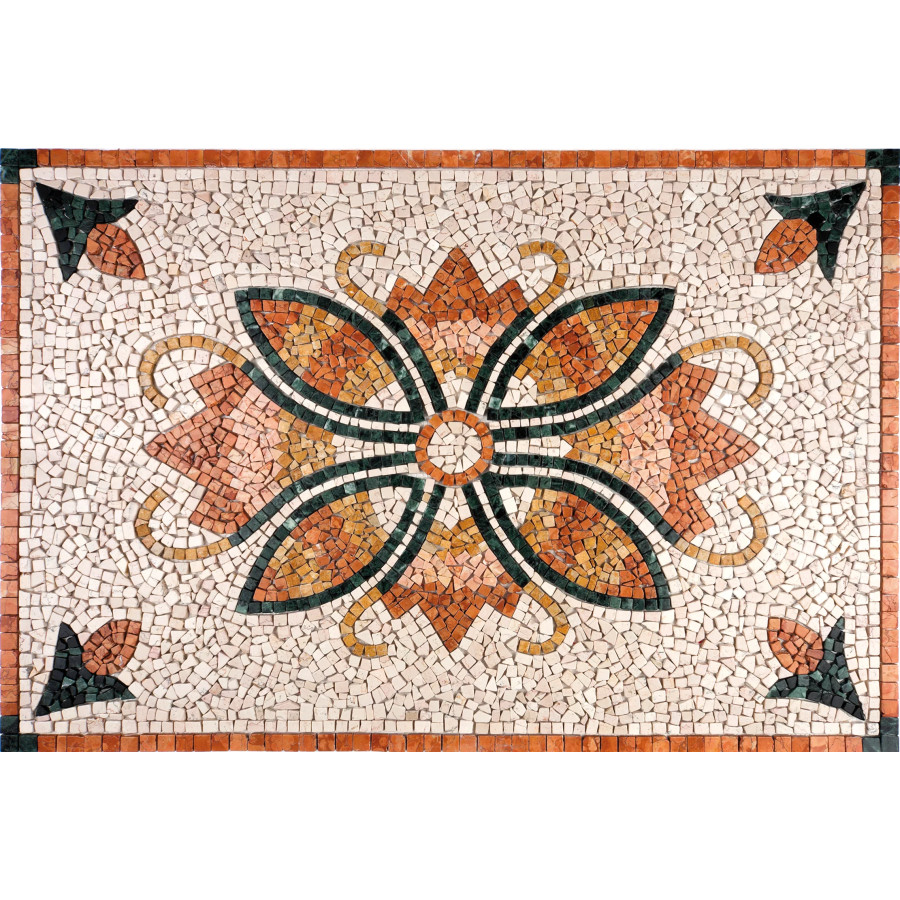 Rosone Mosaico Marmo 80 x 120 cm Su Rete Per Pavimenti