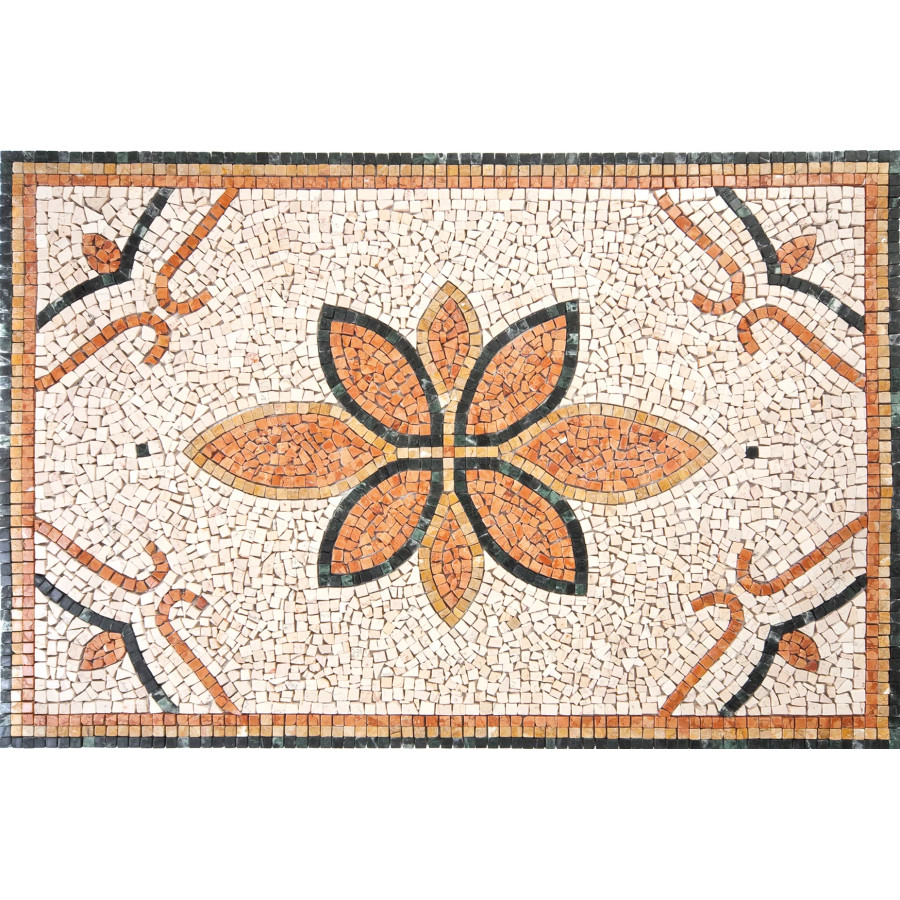 Rosone Mosaico Marmo 80 x 120 cm Su Rete Per Pavimenti