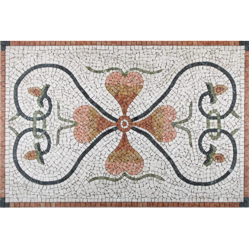 Rosone Mosaico Marmo 80 x 120 cm Su Rete Per Pavimenti