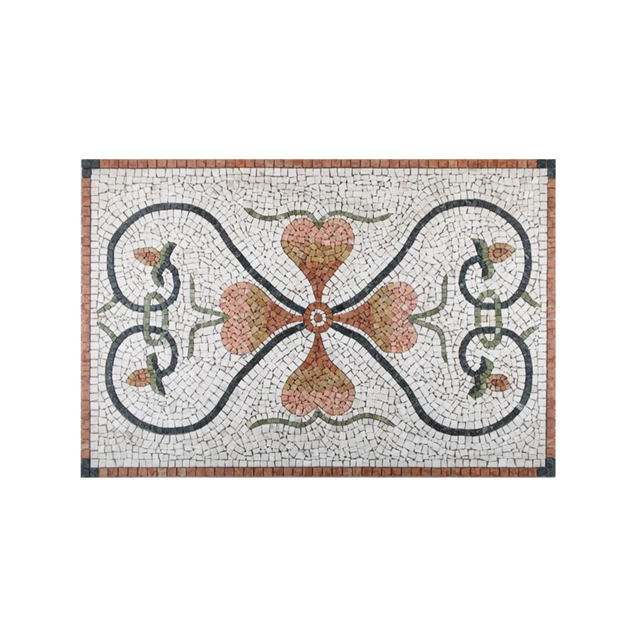 Rosone Mosaico Marmo 80 x 120 cm Su Rete Per Pavimenti