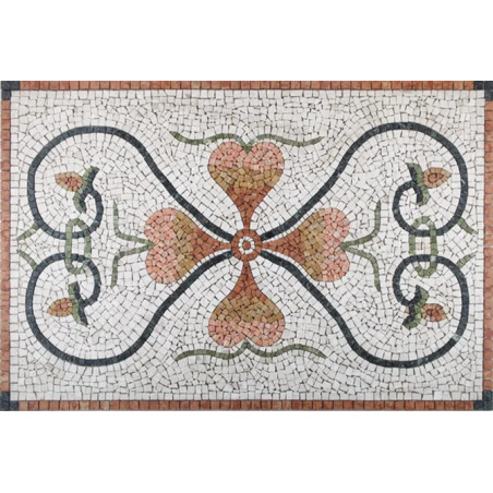 Rosone Mosaico Marmo 80 x 120 cm Su Rete Per Pavimenti