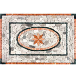 Rosone Mosaico Marmo con sassi di fiume 80 x 120 cm Su Rete Per Pavimenti