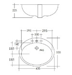 Lavabo Soprapiano Da Incasso In Ceramica Cm 63,5 X 53,5