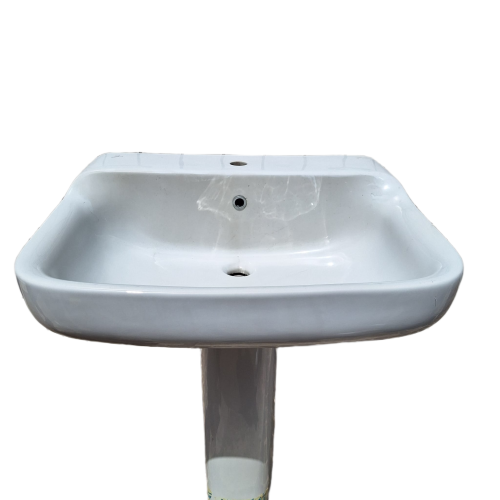 Lavabo Conca con colonna In Porcellana Cm 69 X 57 Bianco